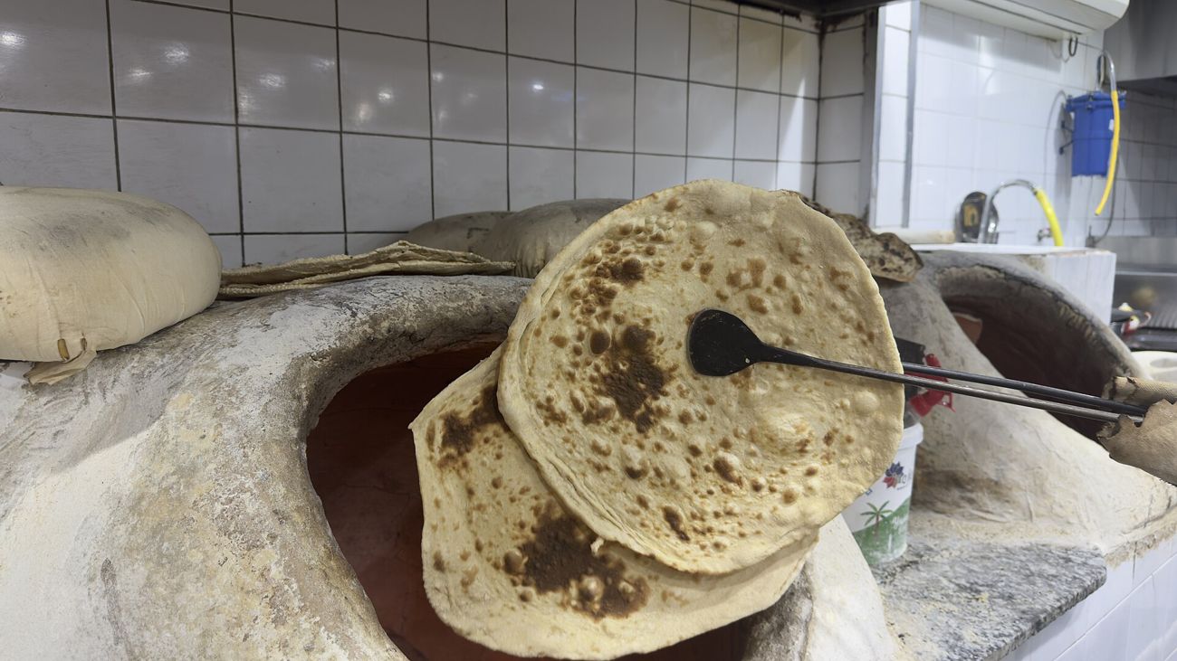 Bread from a souq bakery, the kind people queue for